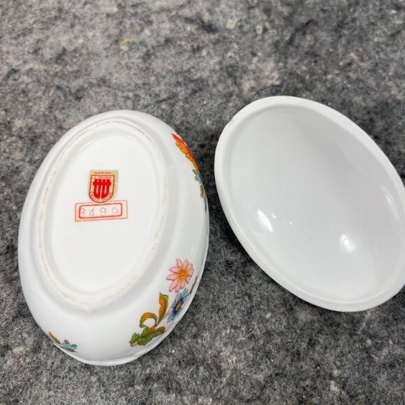 VTG Ardalt Bone China Oval Floral Butterfly Trinket Dish Handle Lid 3499 - Picture 3 of 11